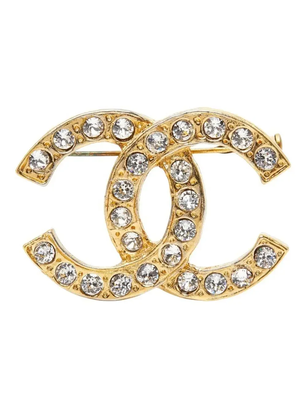Chanel Cc Logo Brooch Gold-Tone Metal #343198C57B